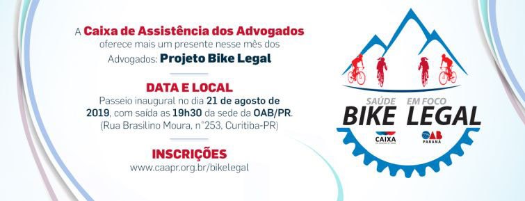 Inscrições para o projeto Bike Legal pelo link www.caapr.org.br/bikelegal - Foto: Divulgação Inscrições para o projeto Bike Legal pelo link www.caapr.org.br/bikelegal - Foto: Divulgação