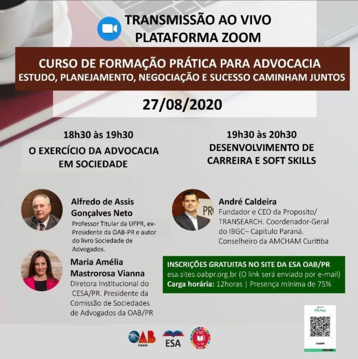 Curso será realizado no dia 27 de agosto, pela plataforma Zoom - Foto: Divulgação Curso será realizado no dia 27 de agosto, pela plataforma Zoom - Foto: Divulgação
